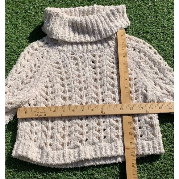 Free People SEASHELL POINTELLE CROP ivory TURTLENECK Sweater sz S - Picture 6 of 7
